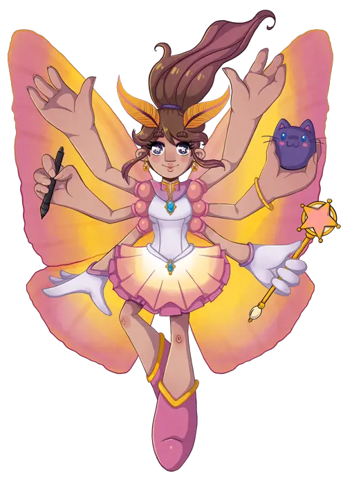 selfportrait of the artist as a magical girl with rosy moth wings